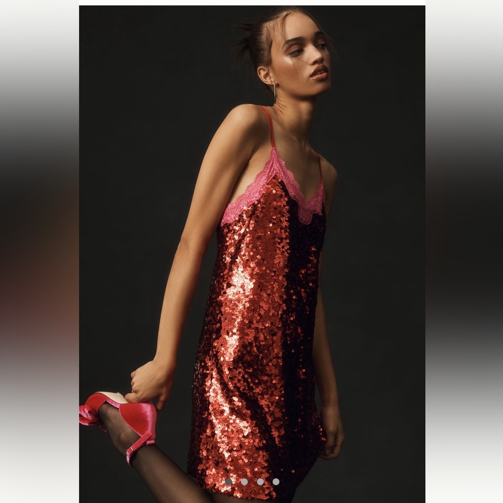 Anthropologie Love Story red sequin Willow dress NWT